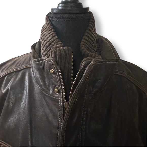 Distressed brown leather jacket - XXL - Picture 3 of 7